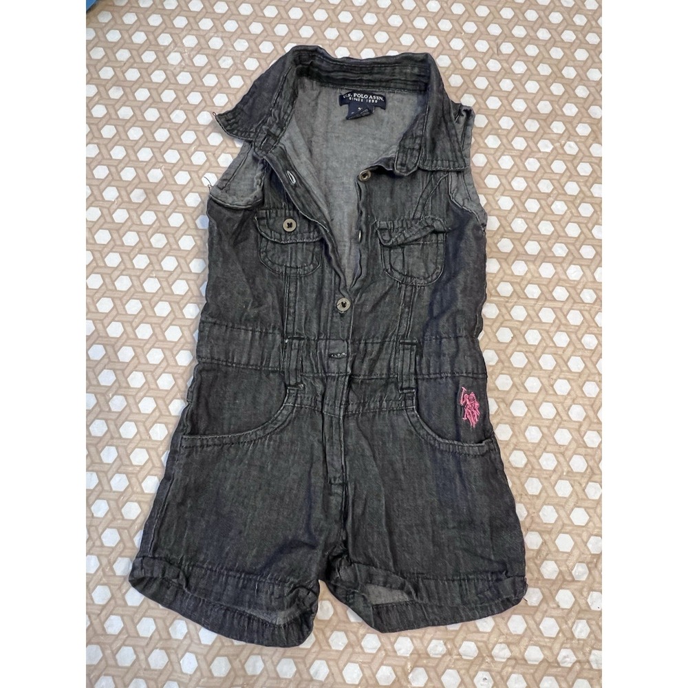 Us Polo Assn Charcoal Gray Baby Girls Romper Size 2T - Picture 1 of 6